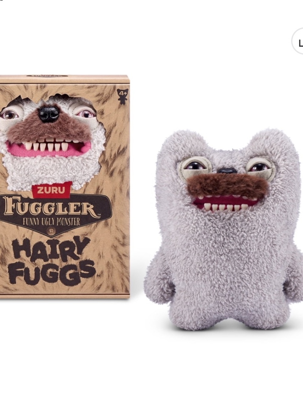 Fuggler Hairy Fuggs Plush  Toy in Light Gray
